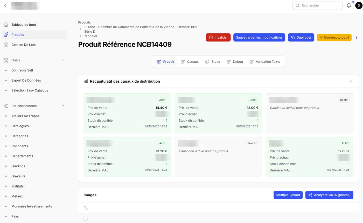 Réglages des canaux de diffusion vers les marketplaces